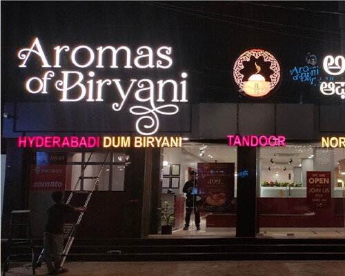 Aromas Of Biryani 3d signboard In Bangalore